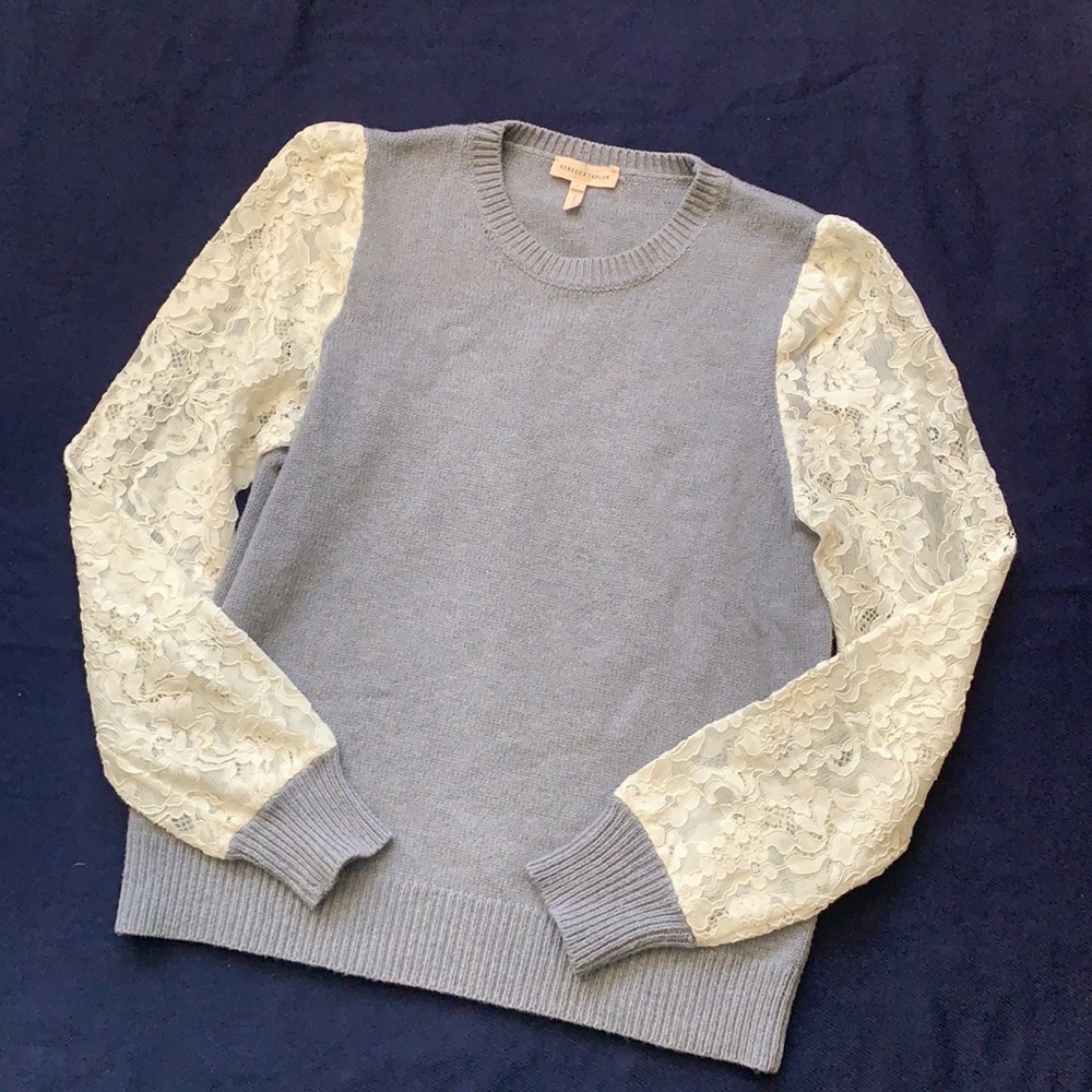 Grey sweater with lace sleeves. Great condition!
